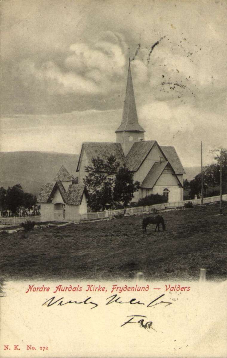 Postkort. Nordre Aurdals kikre, Frydenlund. Stemplet 08.09.1905.