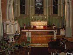 Sarpsborg kirke. 1.juledag, 25.12.2007. Oversiktsbilde over 