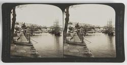 Stereoskopi. Båter ved havnen i Oporto, Portugal.