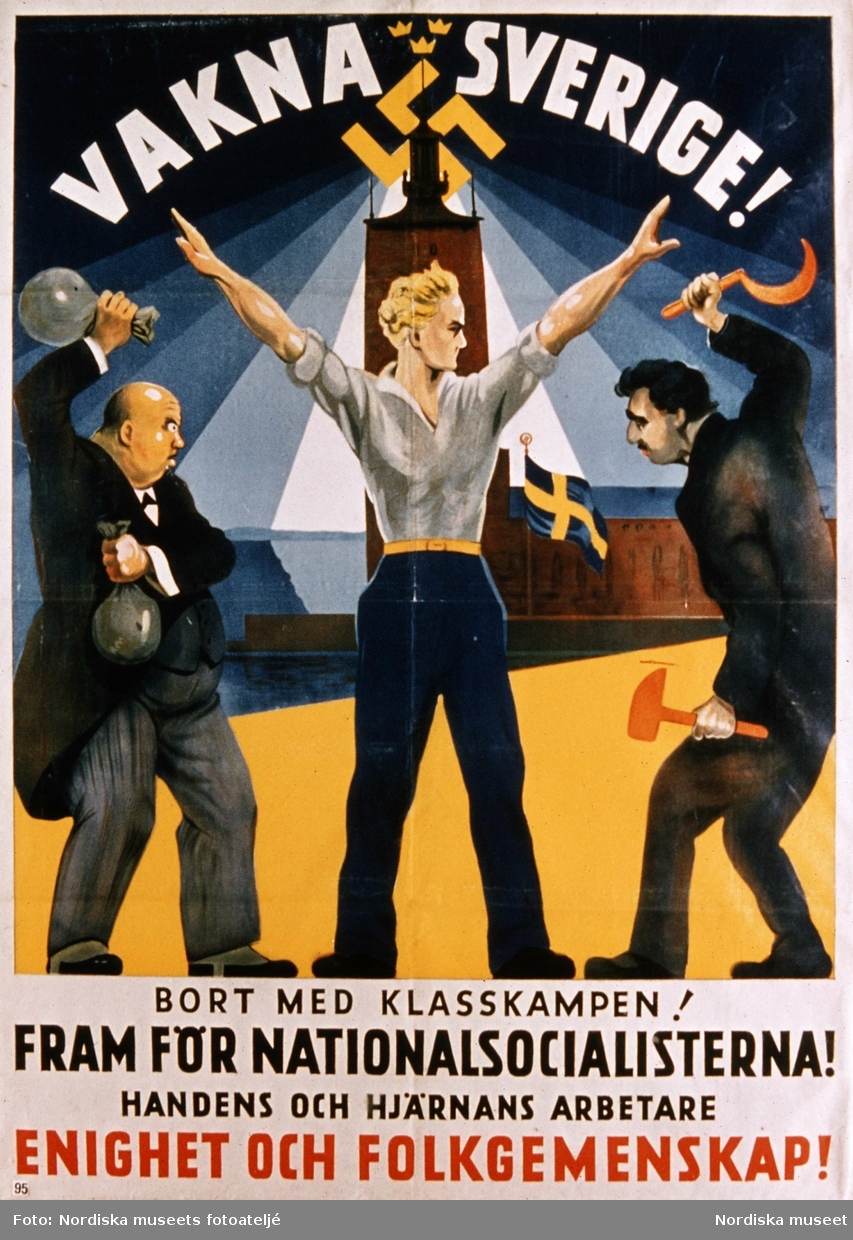 Valaffischför svenska nationalsocialister, 1938.