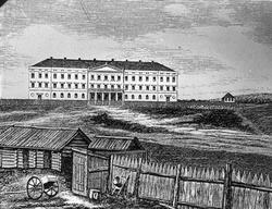 Avfotografert tegning, Kristiania i det 19de århundre, slott