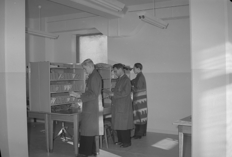 Text till bilden: "Nya Posten. Interiör. 1948.10.24"