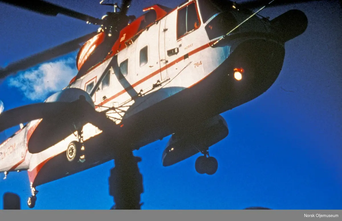 Helikopter av typen Sikorsky S 61N ble brukt i mange år på Friggfeltet