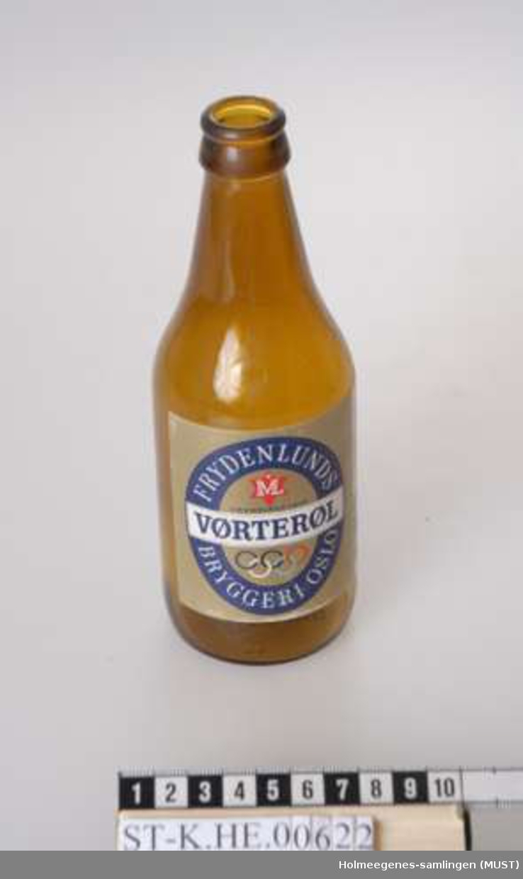 Flaske som har inneholdt vørterøl fra Frydenlunds bryggeri, Oslo.