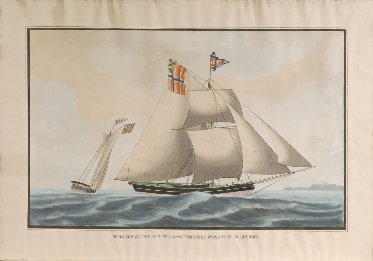 Fartøyet Venskabet av Trondhjem med fulle seil.