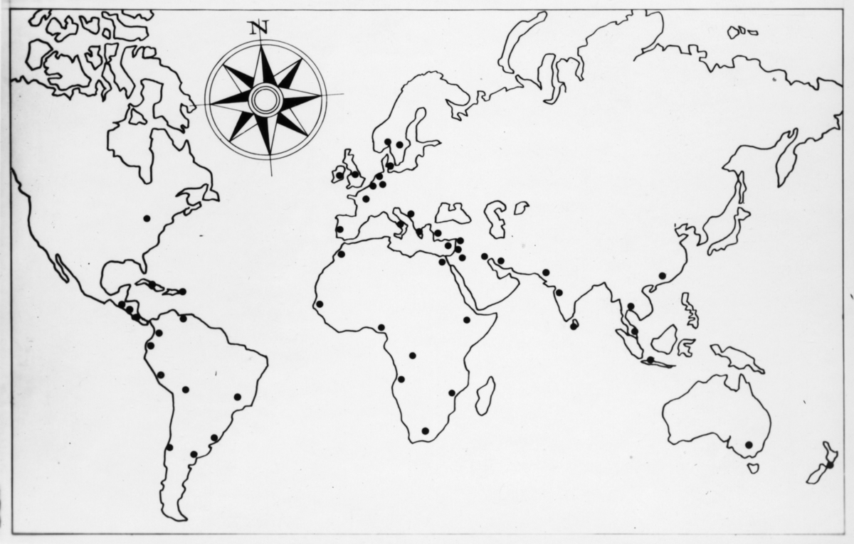 Världskarta, årsredovisning 1949.