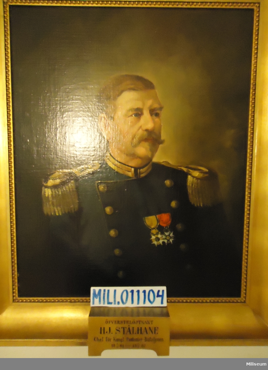 Porträtt i olja på duk av Hjalmar Stålhane, inramad i förgylld träram.