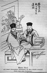 Tegning av Matteo Ricci sammen med en kinesisk astronom