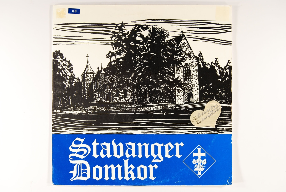 Grafisk/litografisk bilde av Stavanger Domkirke på fremsiden.

På baksiden er Stavanger Domkor avbildet.