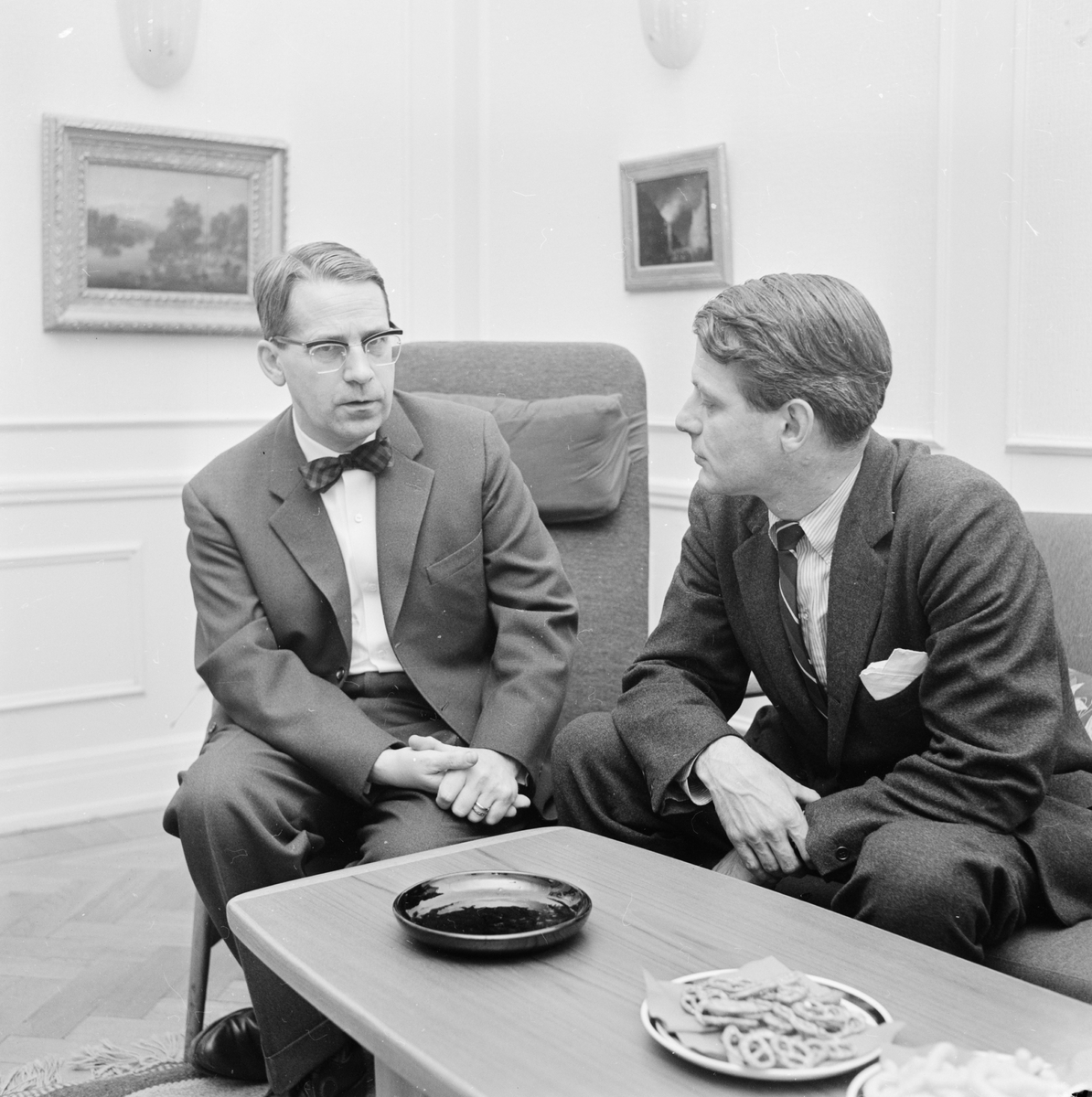 Professorerna Gustav Utterström och Göran Ohlin, Uppsala, november 1962