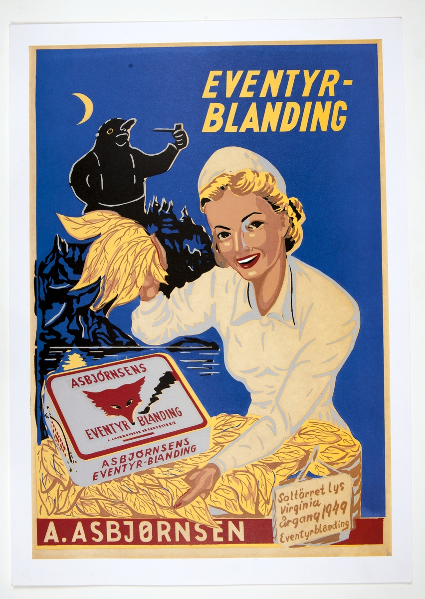 Mappe med særtrykk av plakater fra A. Asbjørnsens Tobakksfabrikk