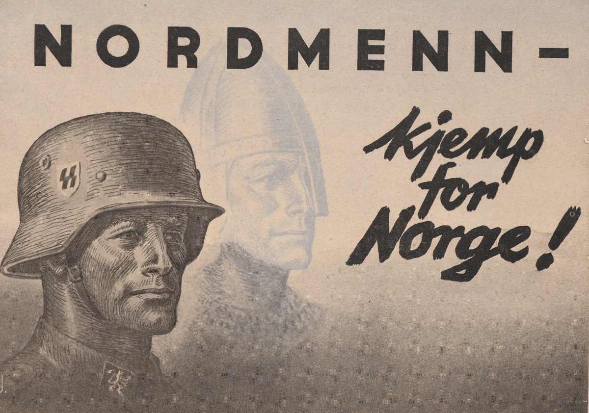 Illustrasjonen på forsiden viser en SS-soldat og en viking.