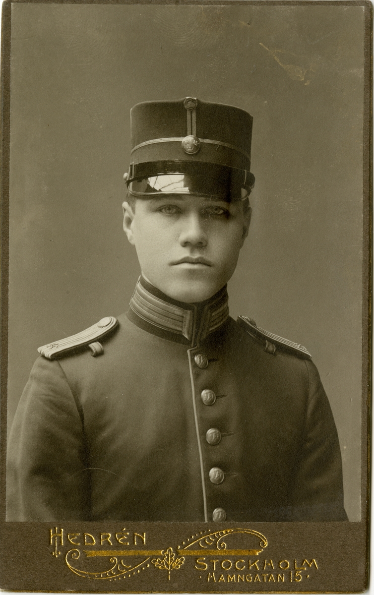 Porträtt av Sven Alvar Martin Nordström, underlöjtnant vid Västmanlands regemente I 18.