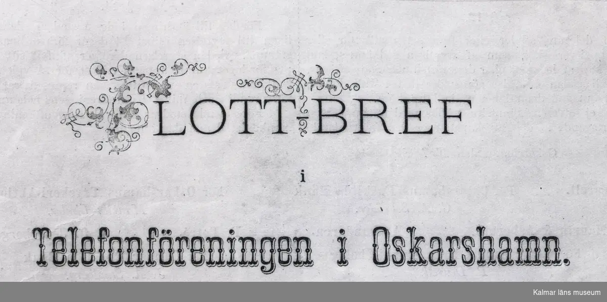 Lott - Bref i telefonföreningen i Oskarshamn.