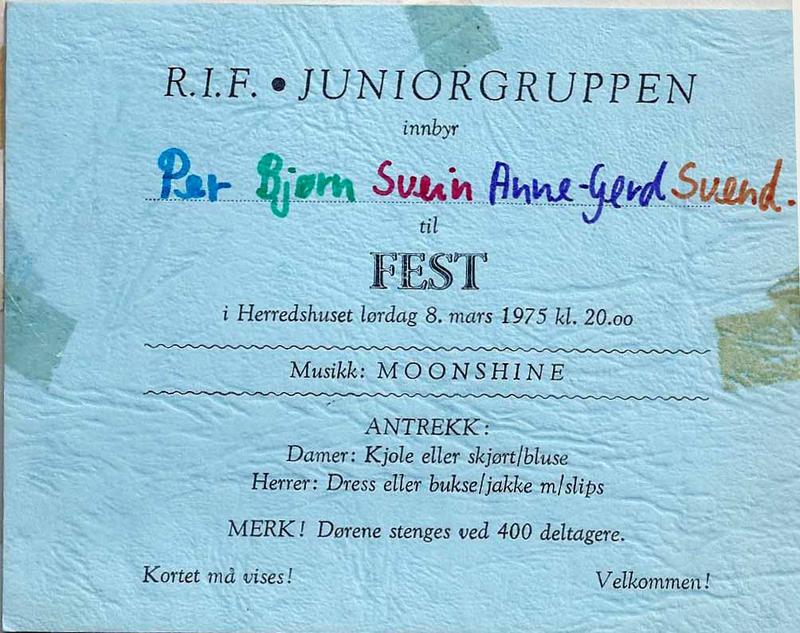 Invitasjonskort, fest på Rakkestad (Foto/Photo)