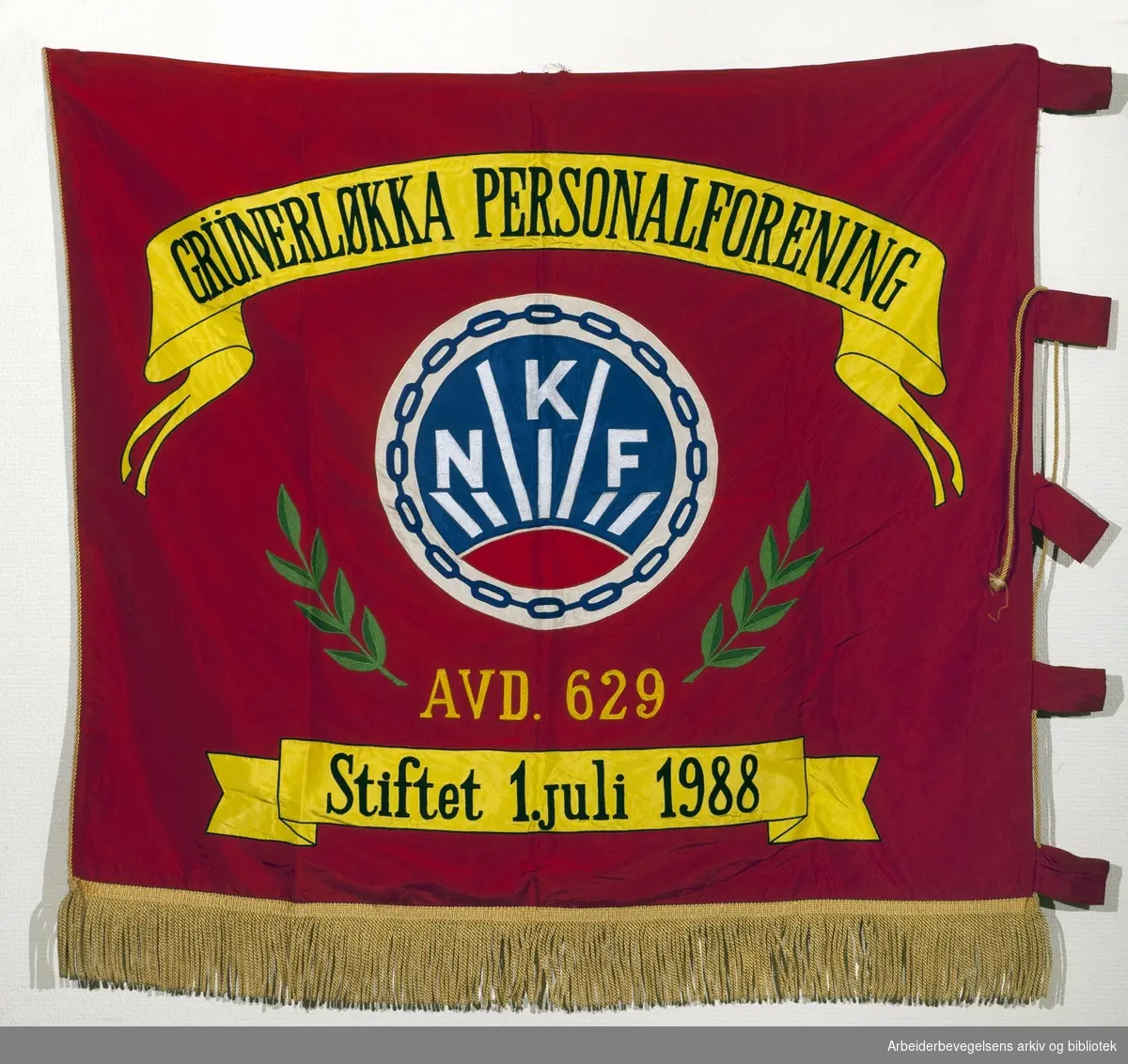 Grünerløkka Personalforening..Forside..Fanetekst:.Grünerløkka Personalforening.NKF.avd. 629.Stiftet: 1. juli 1988