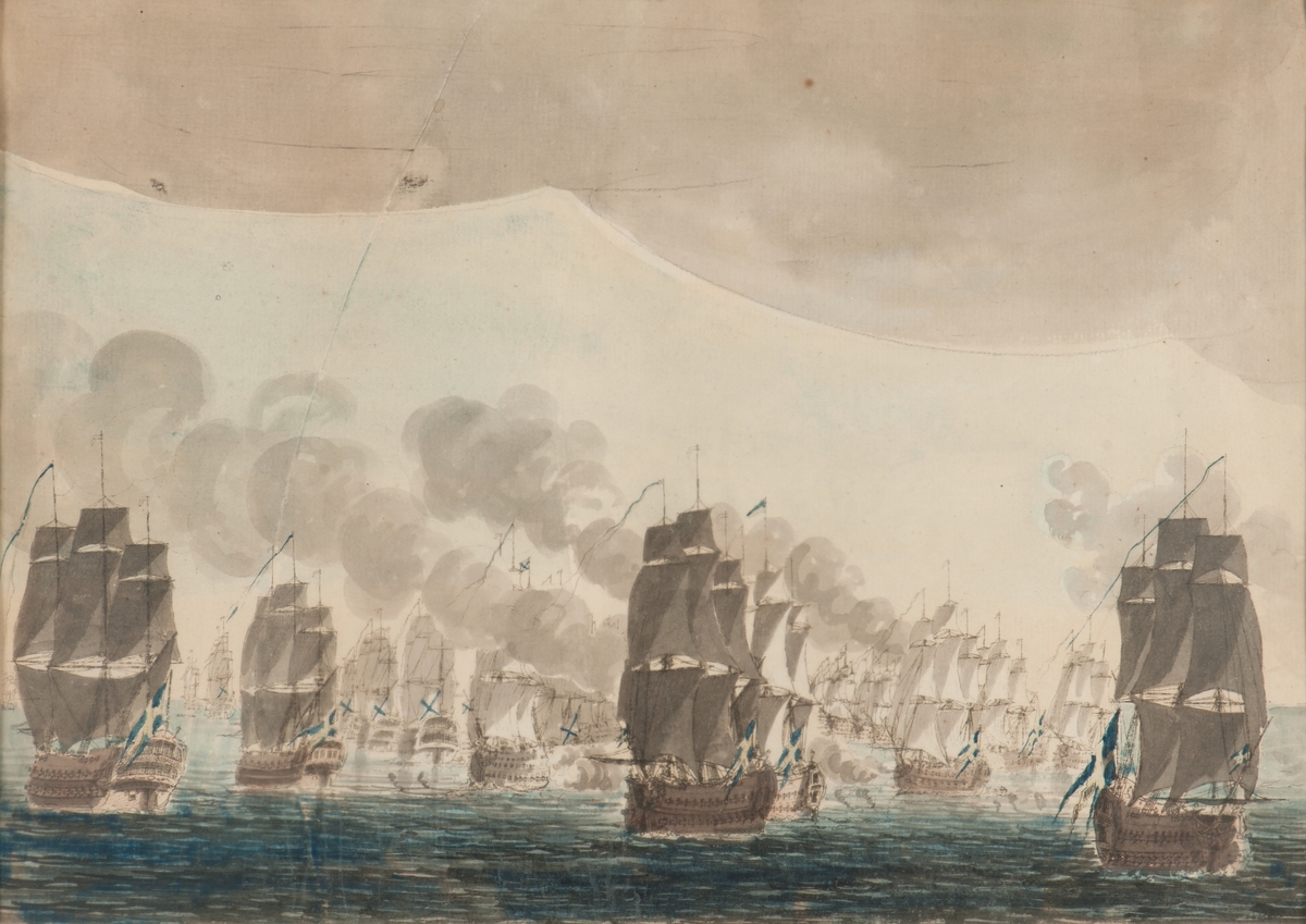 Sjöslaget vid Ölands södra udde mellan svenska och ryska flottan 26 juli 1789.