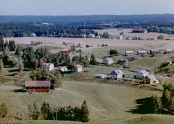Flyfoto av Gudimfeltet i Rakkestad.