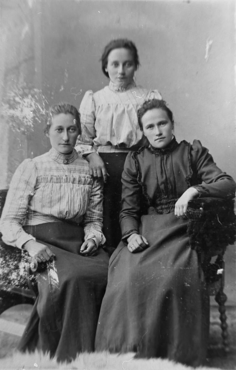 Atelierportrett av tre damer fra Tranøy. 1905