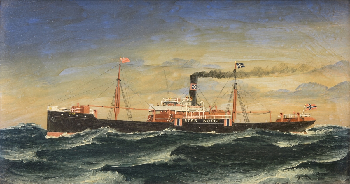 Dampskipet 'Star' med nøytralitetsmerke under 1. verdenskrig.