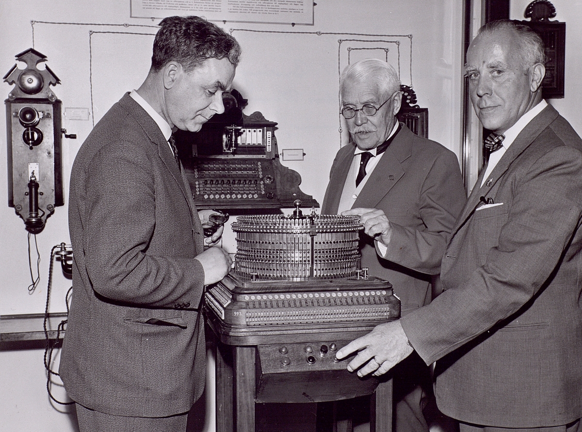 Telemuseums 25-årsjubileum 1962. Broberg, Weman, Björkman.