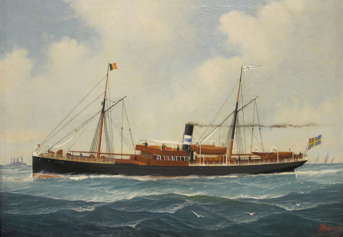 Post- och passagerarångbåten Götha. Målad av Mohrman, John Henry 1902.