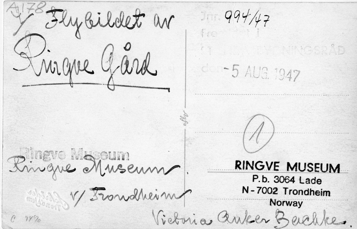 Flyfoto over Ringve gård.