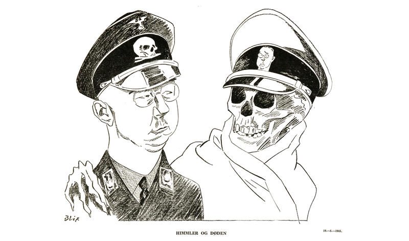 Illustrasjon av Ragvald Blix, kallt «Himmler og døden» (mai 1945)