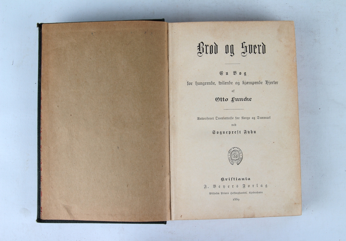 Innbundet bok: Otto Funche, "Brød og sverd"