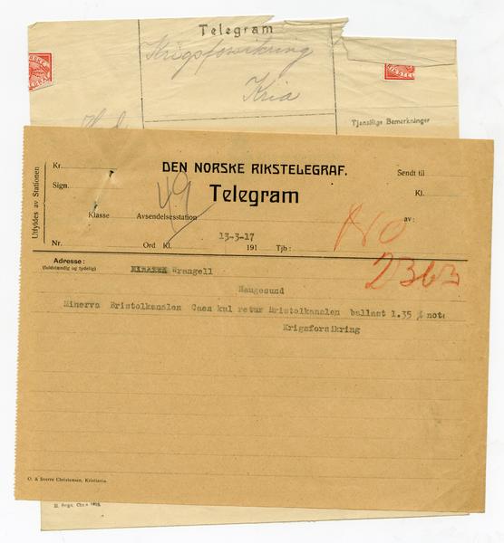 Krigsforsikringsdokument fra første verdenskrig.. Foto/Photo