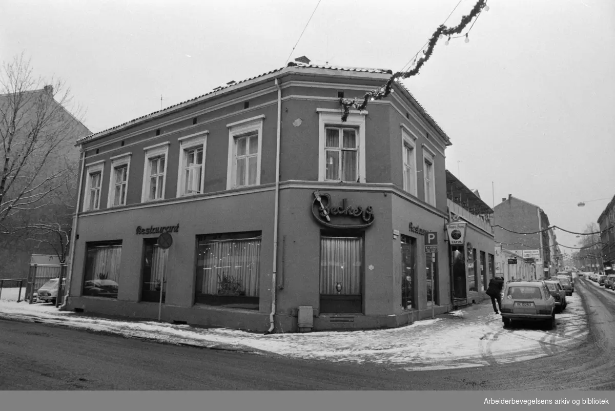 Grünerløkka: Beckers restaurant. Januar 1974