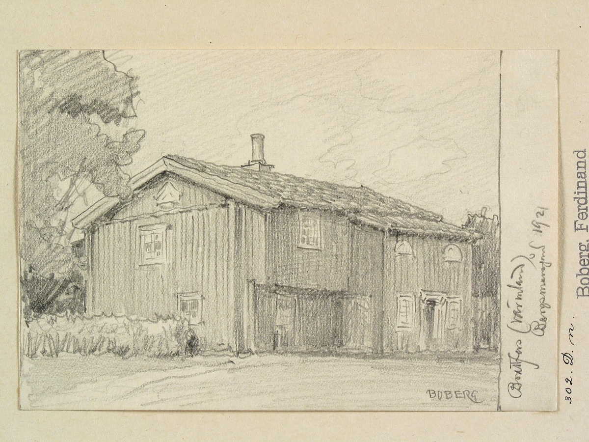 Värmland, Fernebo hd., Brattfors sn., Brattfors. Bergsmansgård. Teckning av Ferdinand Boberg
