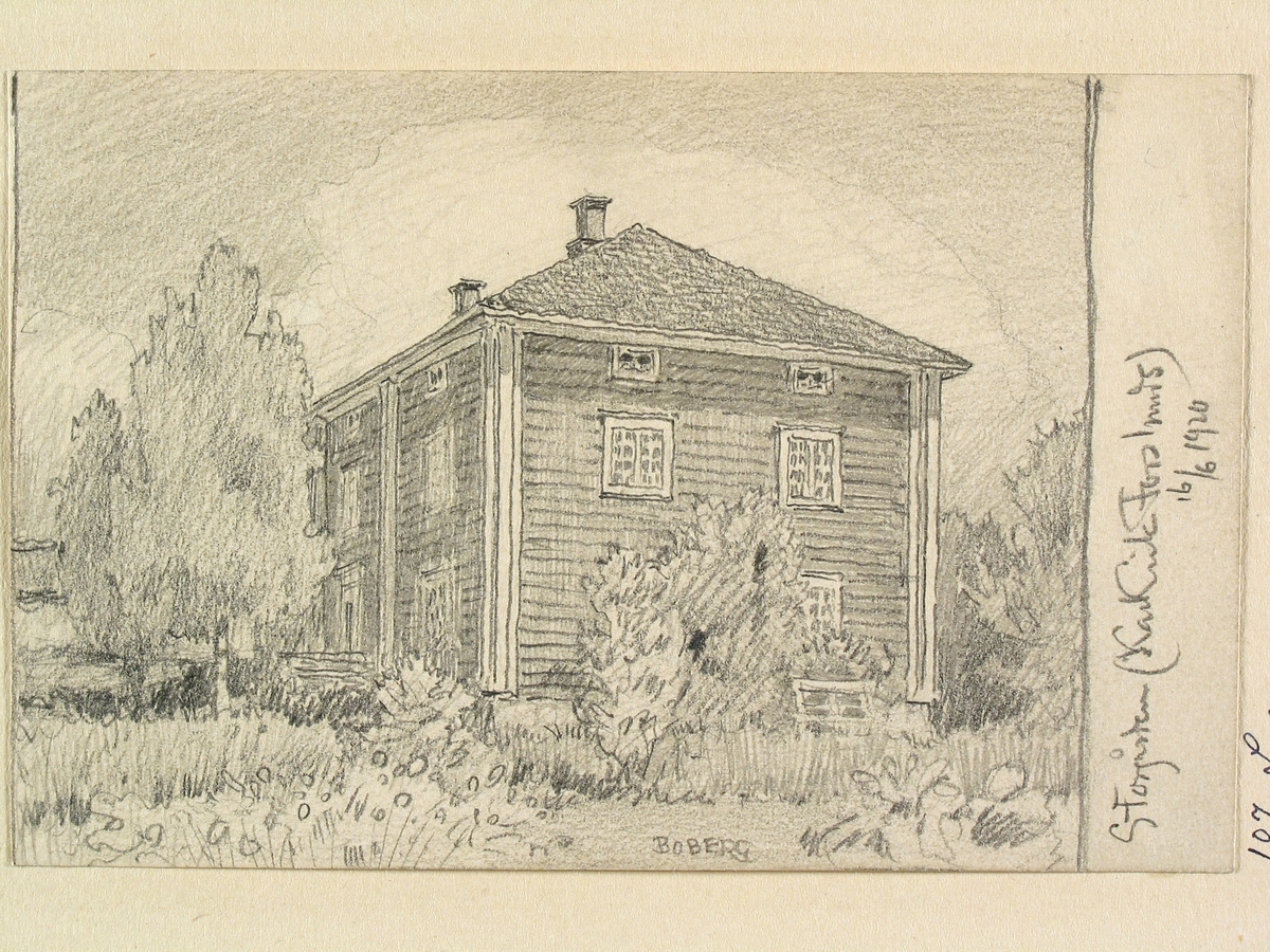 Dalarna, Ludvika sn., Sörvik. "Storgården (Karl Erik Forslunds)". Teckning av Ferdinand Boberg