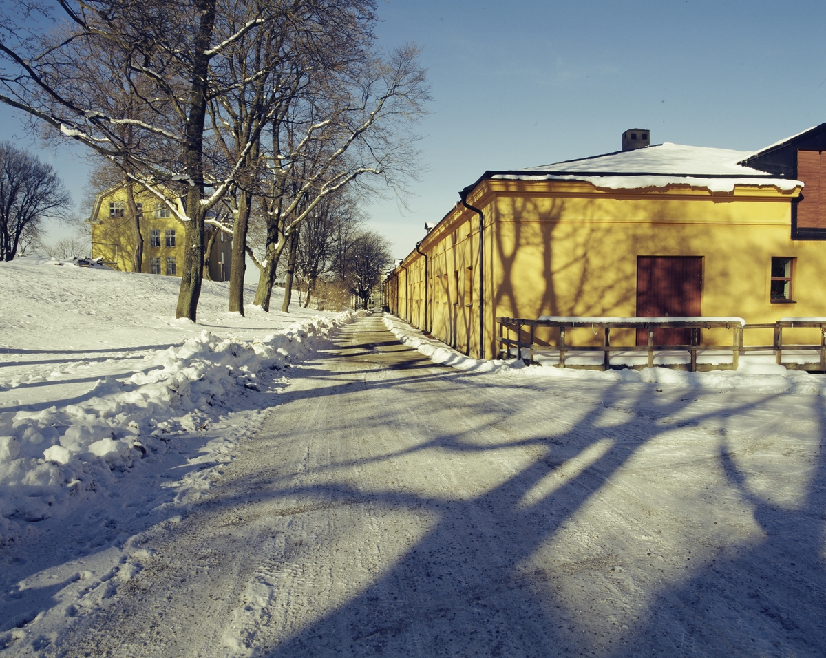 Vinterbild av Södra stallet.