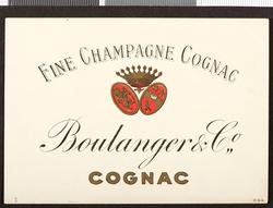 Spritetikett. Fine Champagne Cognac, Bouianger & Co, Cognac.
