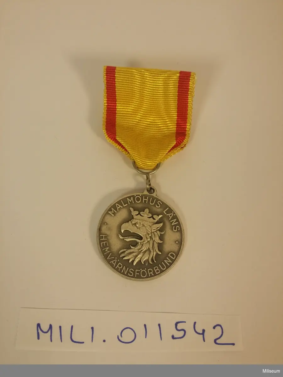 Förtjänstmedalj i valören silver (försilvrad mässing) från Malmöhus läns hemvärnsförbund