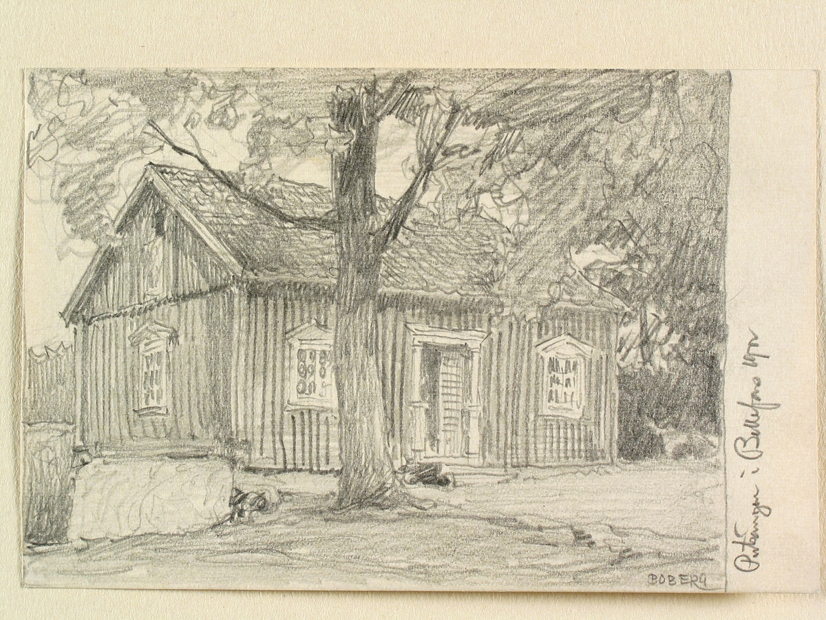 Västergötland, Vadsbo hd., Bällefors, Pulsängen. Teckning av Ferdinand Boberg.