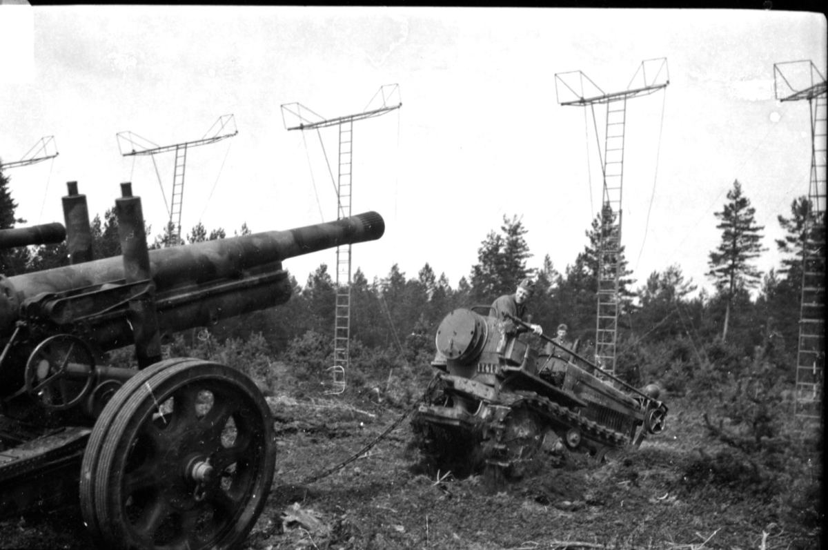 Haubits m/1939. 15 cm. Grundvärdesskjutning, Skillingaryd.