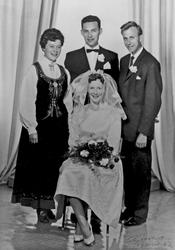 Bryllup, gruppebilde, personer, klær.