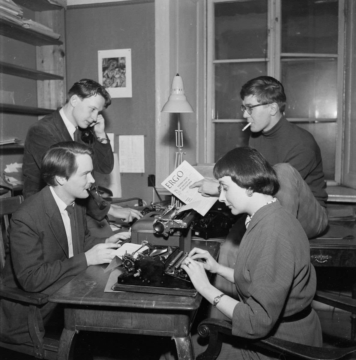 Studenter, Ergos redaktion, Uppsala 1955