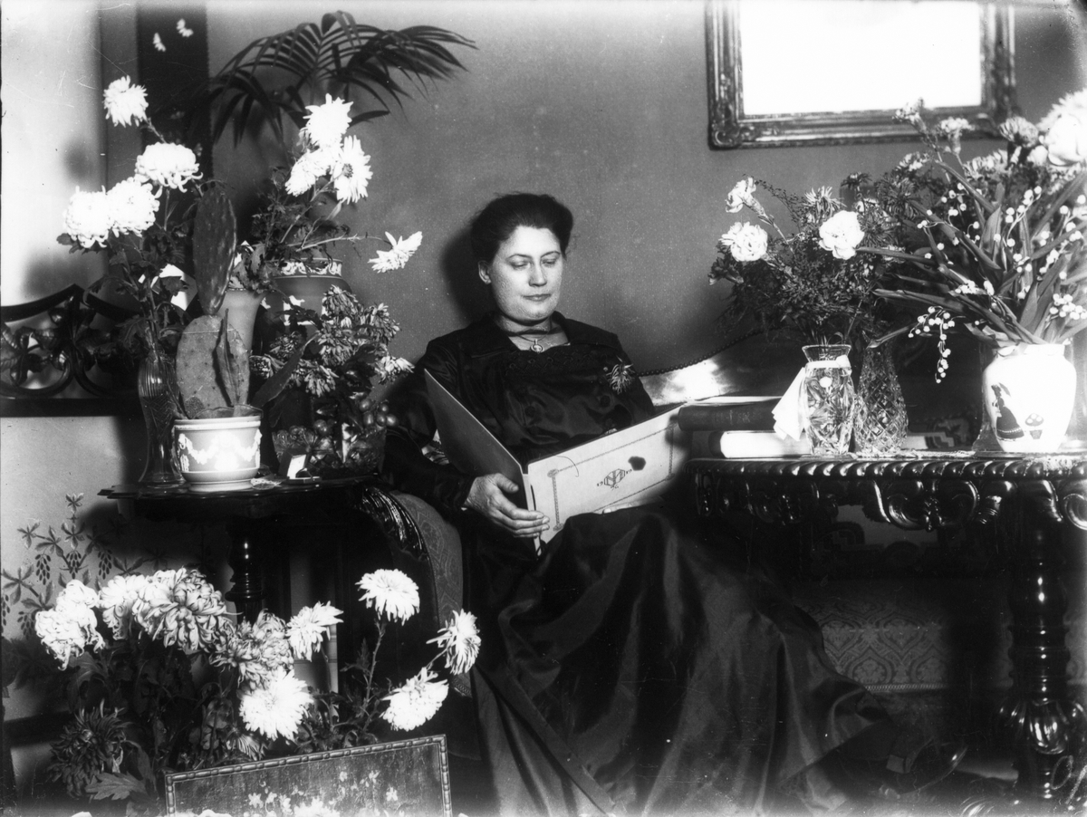 Fröken Maria Johansson, Nygatan 37-39 i Gävle (nuvarande "Rosa huset"), på 50-årsdagen den 14 november 1919.