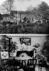 To foto i ett. Det øverste viser et eksteriørfoto fra et bol