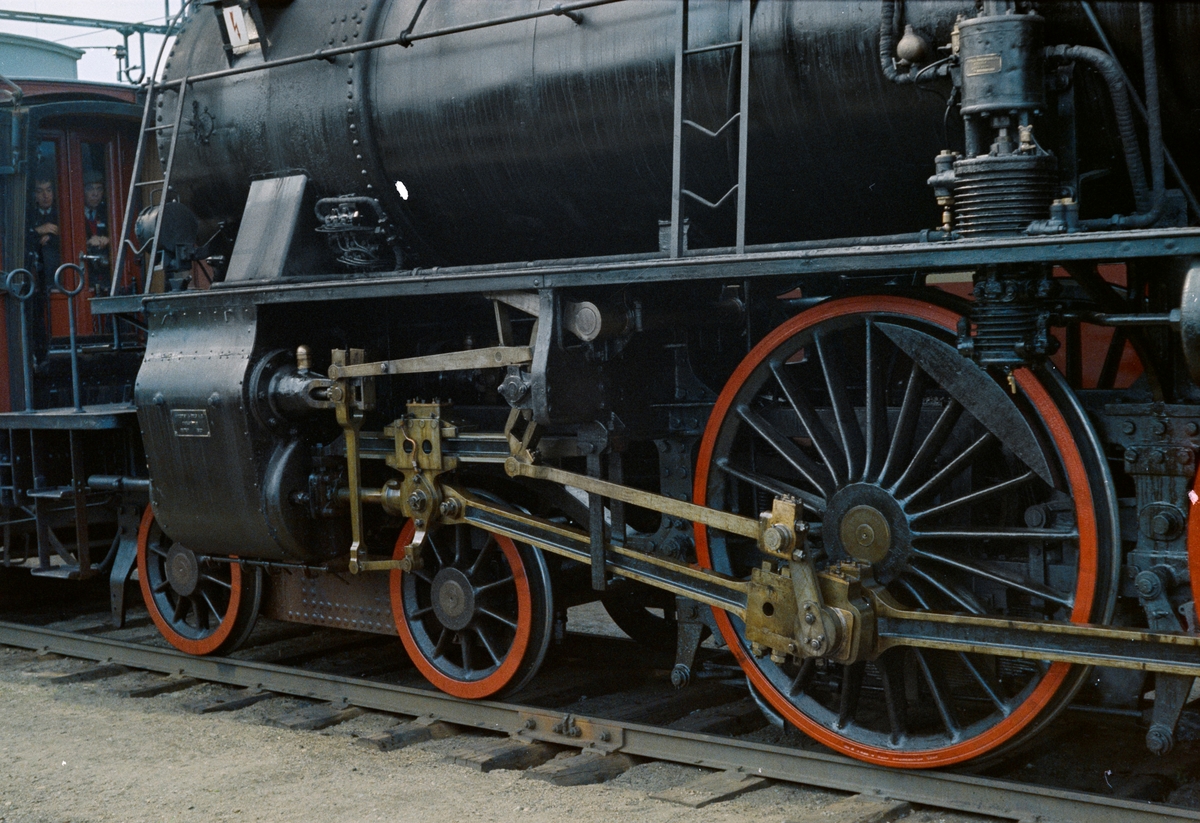 Sylinderpartiet på det svenske damplokomotivet type A8 nr. 1808. Lokomotivet ble benyttet i Svenska Järnvägsklubbens veterantog til Hamar.