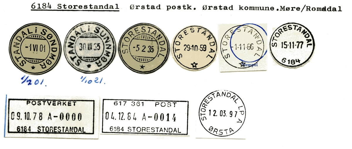 Stempelkatalog 6184 Storestandal (Standal i Søndmør), Ørsta, Møre og Romsdal