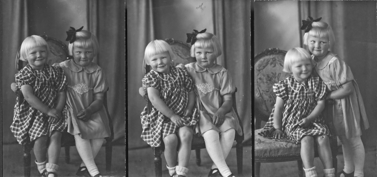 Portrett. To unge piker. Bestilt av Fru Aase Hovland. Sebøvik. Sunnhordland.