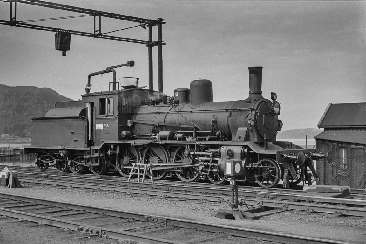 Damplokomotiv type 18c nr. 255 på Trondheim stasjon.