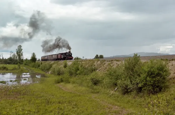 Veterantog på Solørbanen, syd for Kirkenær. Toget trekkes av