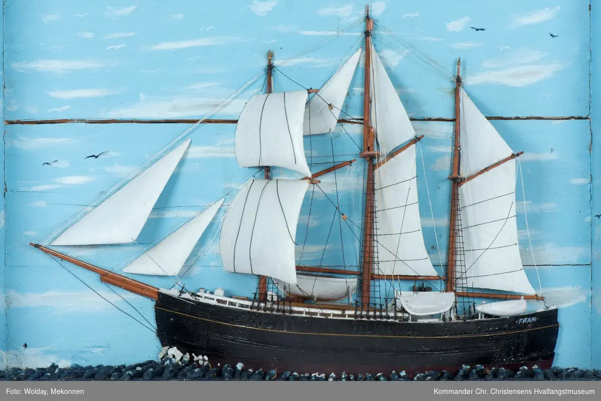 Dioramamodell av polarskipet skonnerten Fram