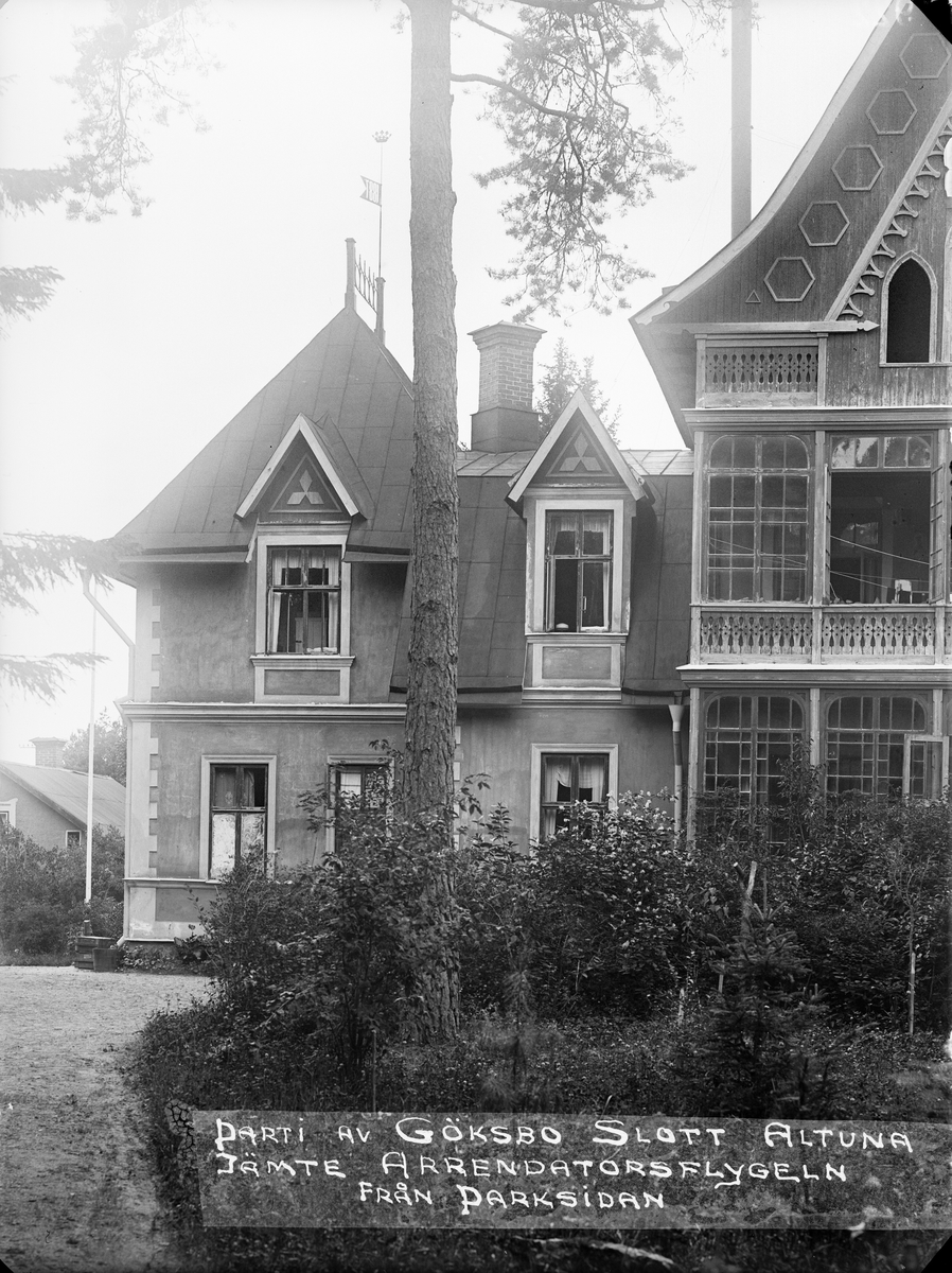 "Göksbo slott från parksidan", Göksbo, Altuna socken, Uppland 1922