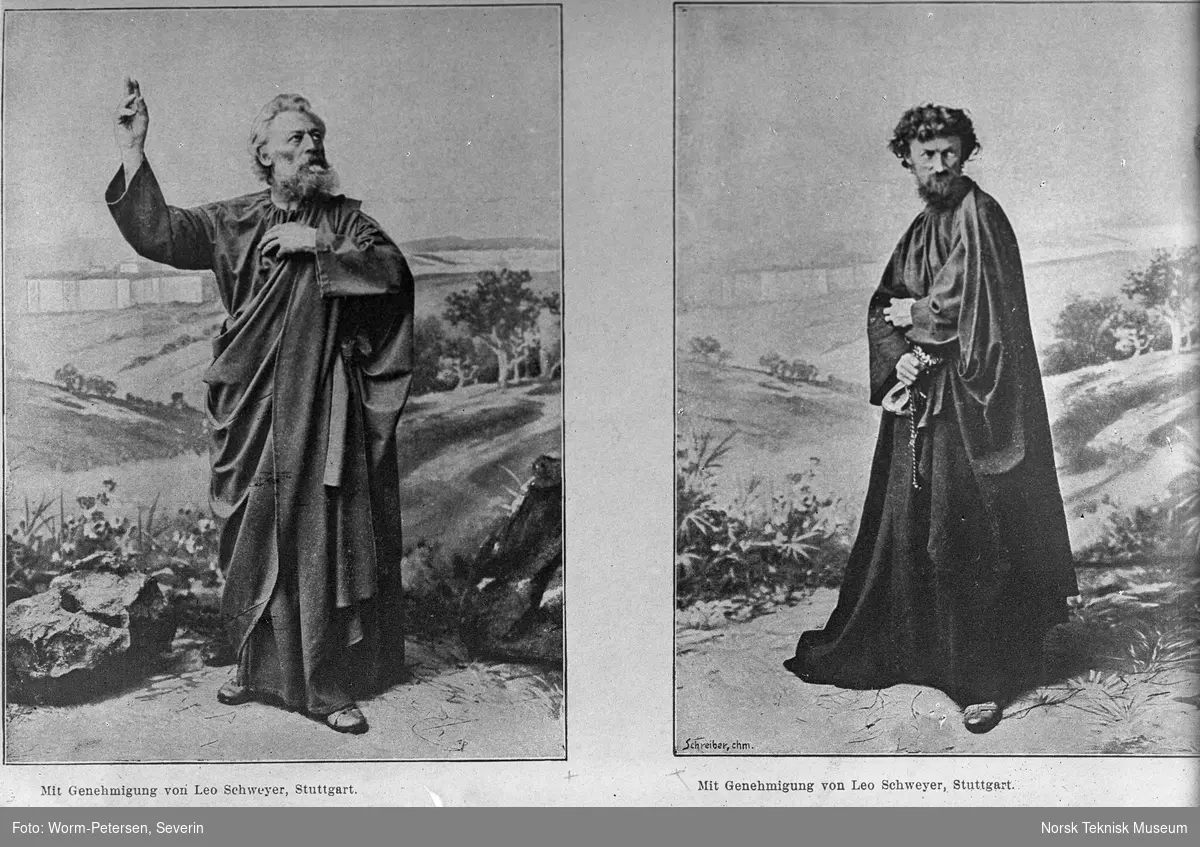 Skuespilleren Johann Zwink, som fremstilte Judas og Thomas Rendl som fremstilte Peter  i pasjonsspillet, 1900
